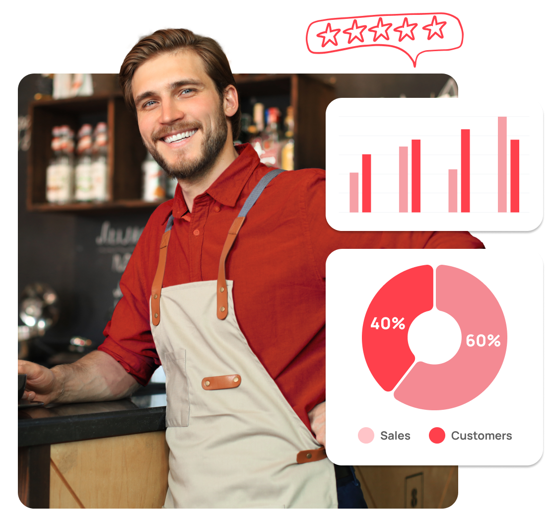 Gastronom mit Auswertungen